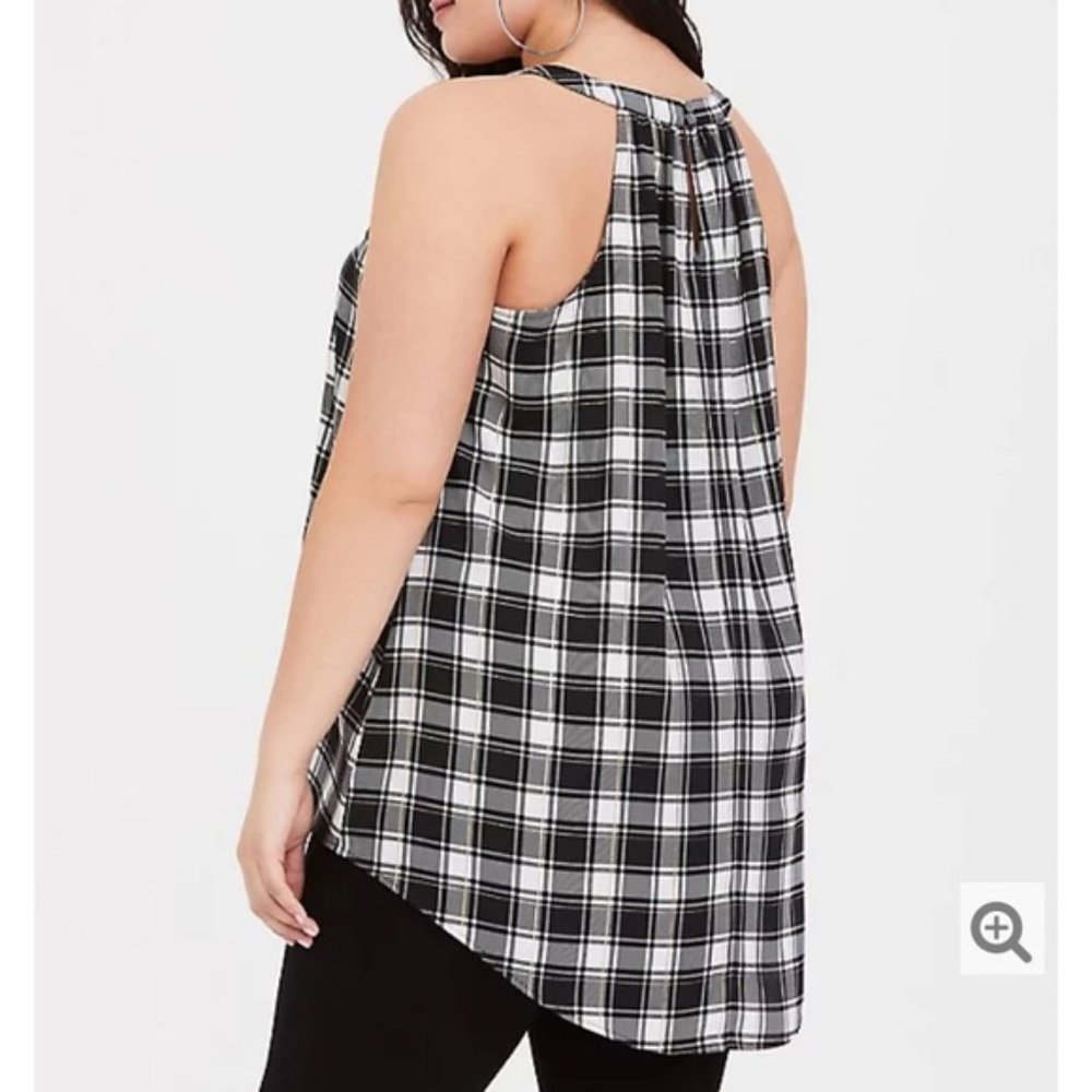 Torrid Metallic Plaid Georgette Hi Lo Tank - Picture 3 of 7